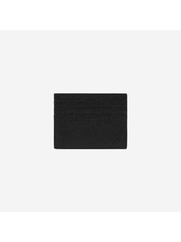 Pebble Grain Leather Stripe Note Compartment Card Wallet Black - THOM BROWNE - BALAAN 3