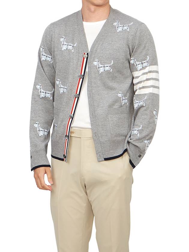 Hector Motif 4 Bar Cardigan Grey - THOM BROWNE - BALAAN 6