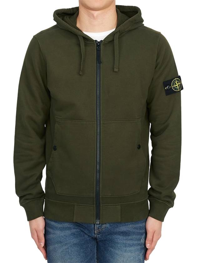 Wappen Patch Cotton Zip Up Hoodie Olive - STONE ISLAND - BALAAN 2