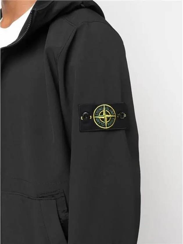 Men's Wappen Patch Softshell Zip Up Hoodie Black - STONE ISLAND - BALAAN 3