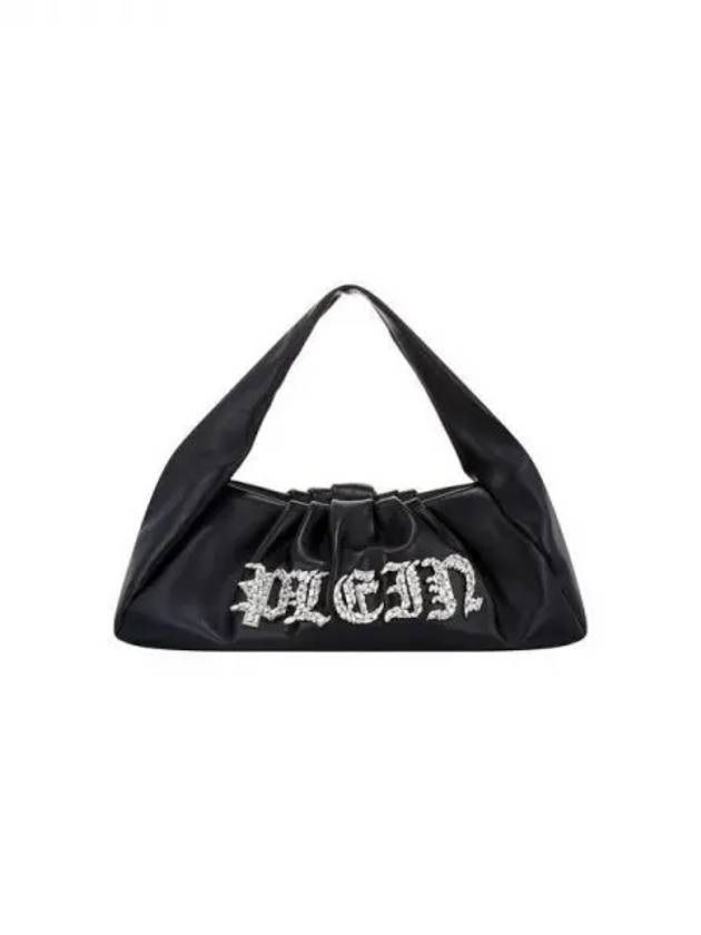 Women's Crystal Logo Leather Large Shoulder Bag Black 270255 - PHILIPP PLEIN - BALAAN 1