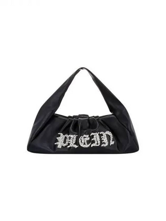 Women's Crystal Logo Leather Large Shoulder Bag Black 270255 - PHILIPP PLEIN - BALAAN 1