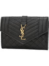 Matelasse Monogram Envelope Small Half Wallet Black - SAINT LAURENT - BALAAN 2