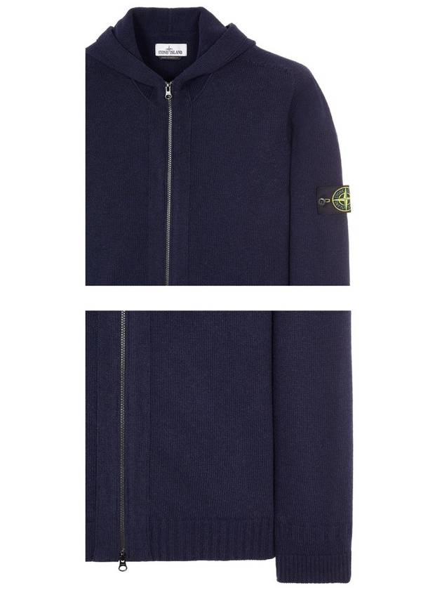 Wappen Patch Lambswool Knit Hooded Zip Up Navy - STONE ISLAND - BALAAN 7