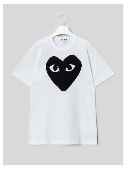 Unisex Black Heart Print T Shirt White Domestic Product GM0024051646987 - COMME DES GARCONS PLAY - BALAAN 1