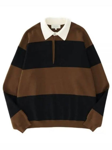 TARAK SNM 12GG KNIT RUGBY JUMPER PEATBLACK STRIPE 970 striped - STUDIO NICHOLSON - BALAAN 1