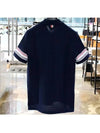 Men's RWB Stripe Cotton Polo Shirt Navy - THOM BROWNE - BALAAN 4