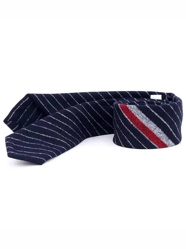 Striped Flannel Classic Tie Blue - THOM BROWNE - BALAAN.