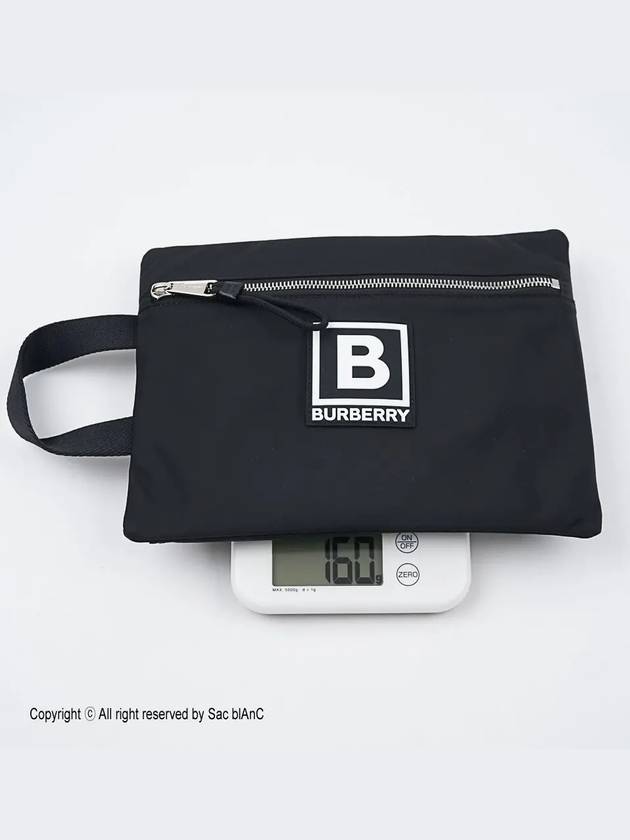 Logo Graphic Nylon Handle Pouch Bag Black - BURBERRY - BALAAN 10