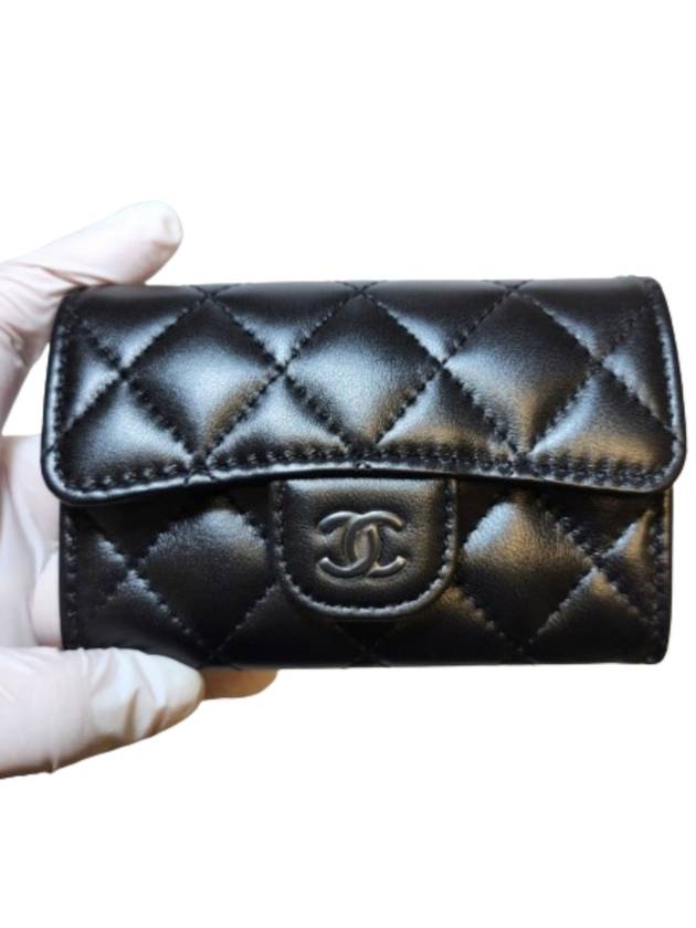 Classic Card Holder Lambskin Black Metal Black - CHANEL - BALAAN 5