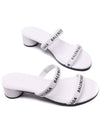 Women's Logo Round Sandals Heel White - BALENCIAGA - BALAAN.