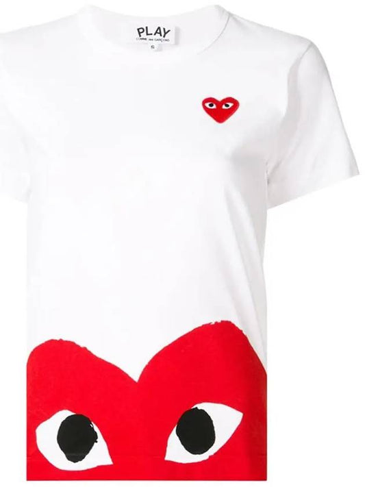 24SS Women's Red Wappen Half Heart TShirt AZ T033 051 1 - COMME DES GARCONS - BALAAN 2