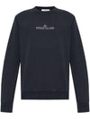 66182 Cotton Fleece Crew Neck Sweatshirt Navy - STONE ISLAND - BALAAN 1