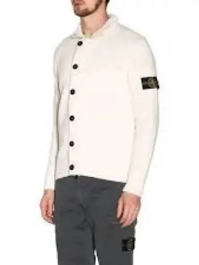 Badge Button Knit Cardigan White - STONE ISLAND - BALAAN 2