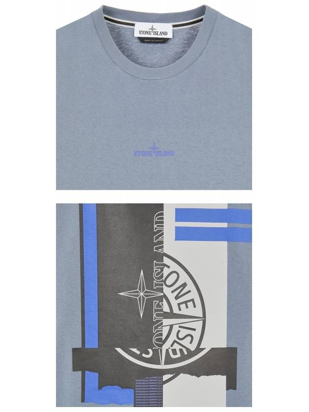 Marble One Short Sleeve T-Shirt Blue Grey - STONE ISLAND - BALAAN 6