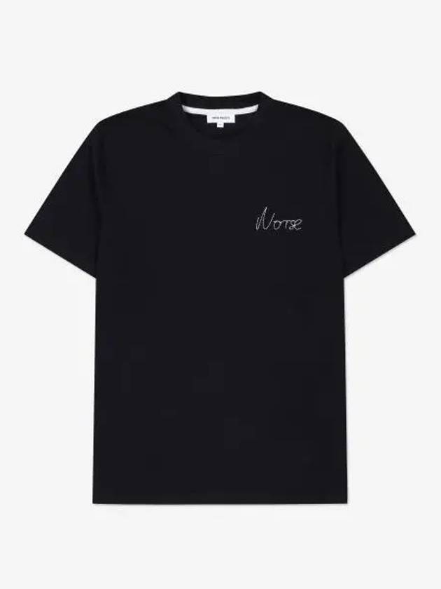 Johannes Chain Stitch Logo Short Sleeve T Shirt Black N0106289999 - NORSE PROJECTS - BALAAN 1