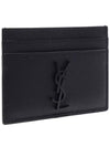 Monogram Caviar Leather Card Wallet Black - SAINT LAURENT - BALAAN 4