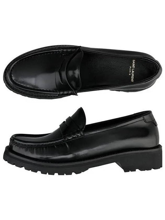 Monogram Leather Loafers Black - SAINT LAURENT - BALAAN 2