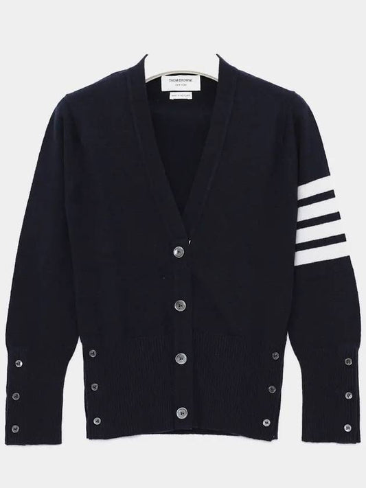 4-Bar V-Neck Cashmere Cardigan Navy - THOM BROWNE - BALAAN 2