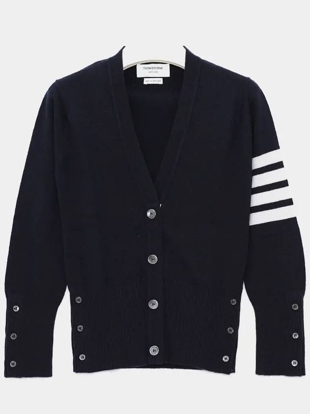 4-Bar V-Neck Cashmere Cardigan Navy - THOM BROWNE - BALAAN 3