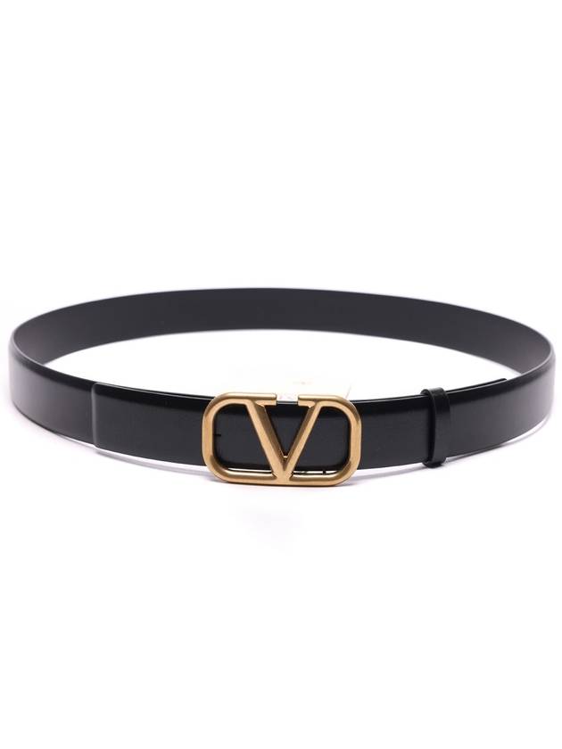 V Logo Signature Leather Belt Black - VALENTINO - BALAAN 5