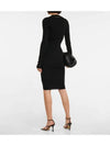 Gold Chain Detail Cashmere Long Sleeve Midi Dress Black - BOTTEGA VENETA - BALAAN 4