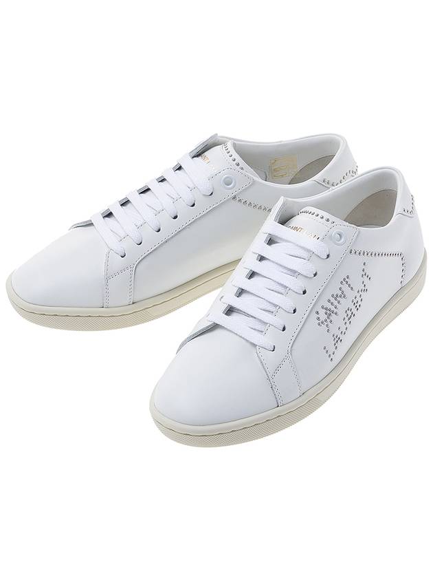 Women's SL 08 Smooth Leather Low Top Sneakers Blanc Optic - SAINT LAURENT - BALAAN.