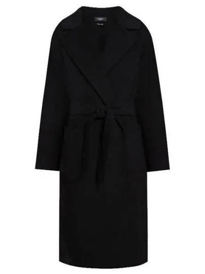 Robo Wrap Satin Wool Singe Coat Black - MAX MARA - BALAAN 2