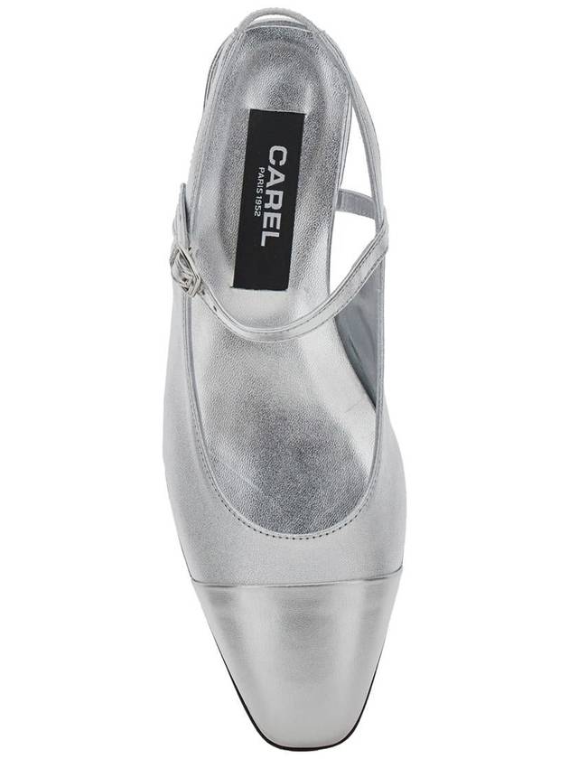 'Oceano' Silver Colored Slingback Ballet Shoes With Contrasting Toe In Leather Woman - CAREL - BALAAN 4