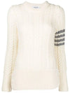 cable wool knit top white - THOM BROWNE - BALAAN.