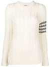 4 Bar Wool Knit Top White - THOM BROWNE - BALAAN 3