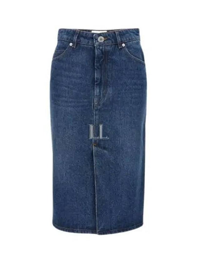 Logo Patch Denim H Line Skirt Blue - AMI - BALAAN 2