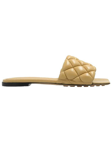 Women's Padded Quilted Leather Slippers Cane Sugar - BOTTEGA VENETA - BALAAN.