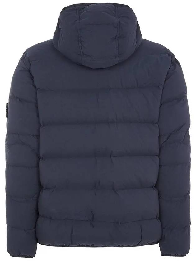 Seamless Logo Nylon Hooded Down Jacket Navy - STONE ISLAND - BALAAN 3