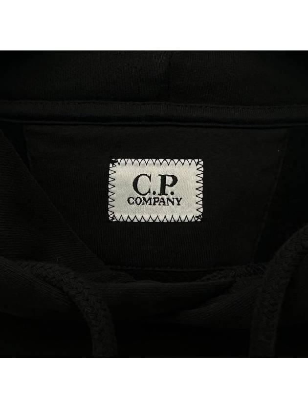 Lens Wappen Diagonal Fleece Hoodie Black - CP COMPANY - BALAAN 6