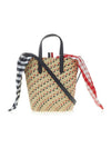 Basket Raffia Stripe Embroidery Gingham Oxford Scarf Tote Bag Natural - THOM BROWNE - BALAAN 1