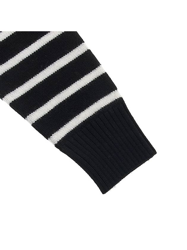 Men's Heart Logo Striped Turtleneck Black - AMI - BALAAN 6