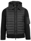 Logo Patch Padded Wool Hooded Zip Up Black - MONCLER - BALAAN 3