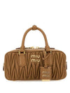 Arcadie Matelasse Nappa Leather Tote Bag Caramel - MIU MIU - BALAAN 1