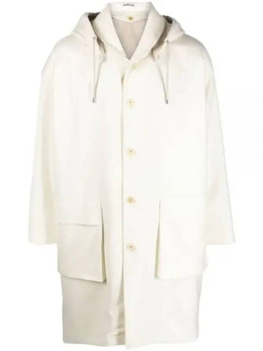 LIGHT MELTON HOODED LINER COAT A23AC01LM IVORY - AURALEE - BALAAN 1