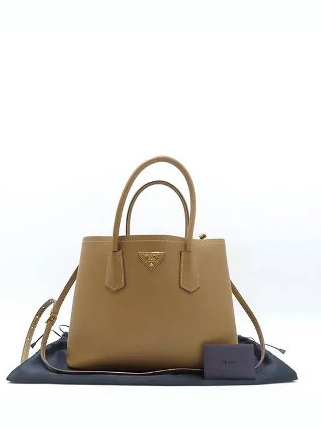 1BG775 CANNELLA Saffiano gold triangle logo doublet tote bag shoulder strap 2WAY - PRADA - BALAAN 1