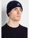 Logo Patch Rib Wool Beanie Dark Navy - STONE ISLAND - BALAAN 3