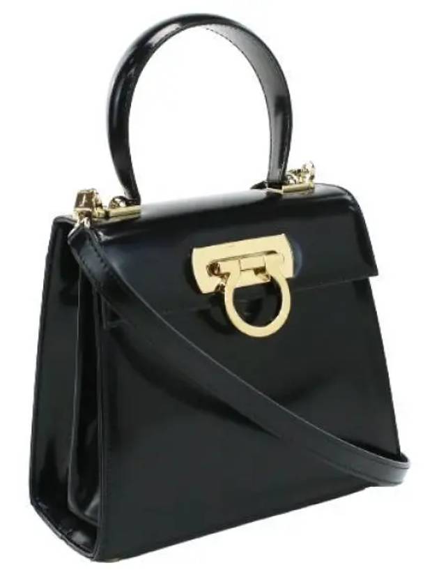 Iconic Top Handle Small Tote Bag Black - SALVATORE FERRAGAMO - BALAAN 2