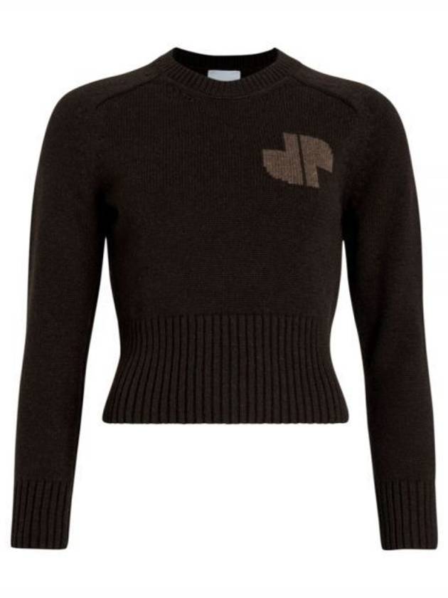 Logo Color Combination Wool Cashmere Knit Top Mink Brown - PATOU - BALAAN 2