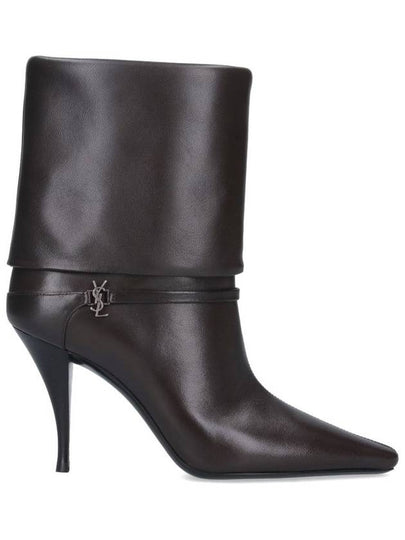 Niki Leather Ankle Boots Eagle Brown - SAINT LAURENT - BALAAN 2