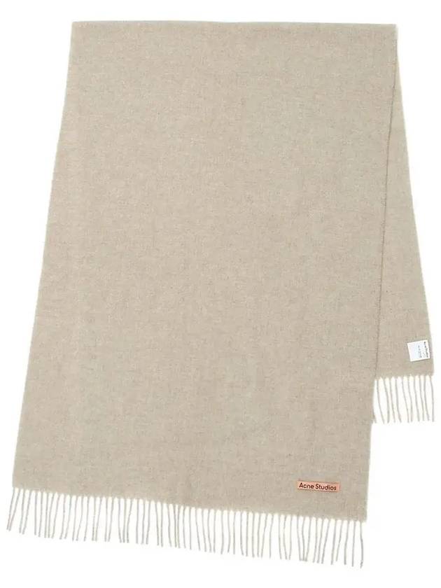 Logo Wool Fringe Scarf Oatmeal Melange - ACNE STUDIOS - BALAAN 4