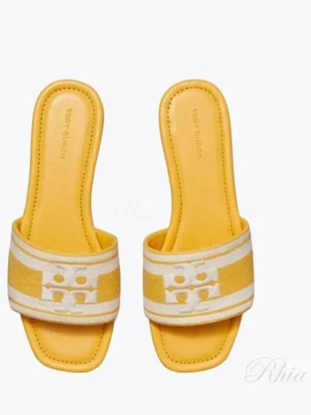 Logo Plaque Stripe Slippers Yellow - TORY BURCH - BALAAN 2