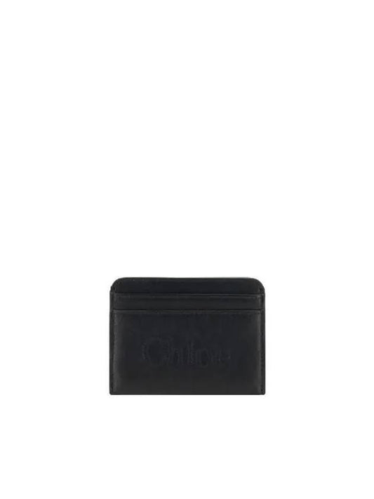 Sense Embroidered Logo Calfskin Card Wallet Black - CHLOE - BALAAN 2