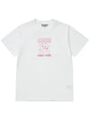 Pink Relax Bunny Logo Print Orc Cotton Short Sleeve T-Shirt White - GANNI - BALAAN 4