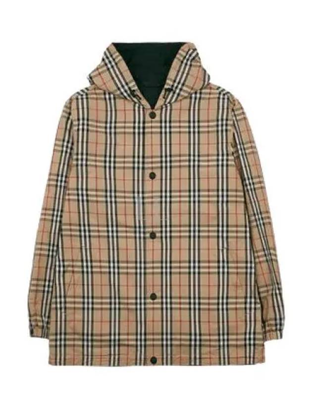 Reversible Check Nylon Hooded Jacket Black Beige - BURBERRY - BALAAN 2